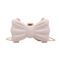 Mini acrylic bow clutch in soft pink with gold metal clasp and chain strap - White