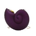 Dunkelviolette Umhängetasche in Muschelform mit Acrylkette und Goldverschluss - Lila