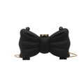 Mini black bow-shaped crossbody bag with gold chain strap and glossy finish - Black