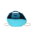 Blue-green metallic mirror acrylic egg-shaped clutch bag with golden chain strap - Blue