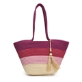 Grande borsa tote intrecciata con sfumatura viola e dettaglio nappa a frange - Rosa