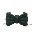Mini dark green bow-shaped shoulder bag with glossy finish and gold chain strap - Green