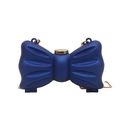 Royal blue bow-shaped acrylic clutch bag with golden chain and metallic twist lock clasp - Blue