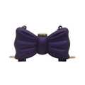 Mini acrylic bow clutch in deep purple with matte finish and gold metal chain strap - Purple