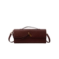 Borsa a tracolla intrecciata marrone scuro con manico e dettaglio nodo decorativo - Rosso