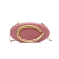 Elegant pink oval evening clutch bag with gold C-logo metal handle and chain strap - Pink