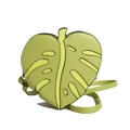 Monstera leaf shaped crossbody bag in green and yellow faux leather with shoulder strap - Yellow
