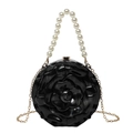 Borsa da sera rosa nera marmorizzata con manico in perle e catena dorata - Nero