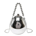 Sac de soirée œuf en acrylique argenté avec poignée perle et bandoulière amovible - Argent (Miroir)