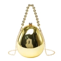 Borsa da sera dorata a forma di uovo con finitura a specchio e manico a sfere - Stile Oro Specchio / Oro