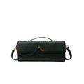 Sac bandoulière en cuir tressé vert foncé avec boucle dorée en forme de nœud - Vert