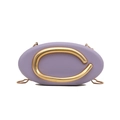 Lavender purple oval clutch bag with gold C-buckle and metallic chain strap - Purple