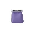Mini lavender leather crossbody purse with lychee texture and silver chain strap - Purple