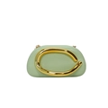 Minimalist mint green clutch bag with gold metallic handle and chain strap - Green