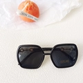 Fashionable kids oval sunglasses with black frame and golden chain decorative detail - Black