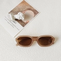 Retro translucent tea brown oval sunglasses for kids with premium UV protection lenses - Jelly Tea