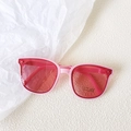 Pink foldable kids sunglasses with red UV400 lenses and minimalist transparent frame - Pink Frame / Pink Lens