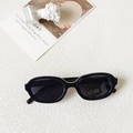 Retro black oval children's sunglasses with dark UV400 lenses and glossy resin frame - Black