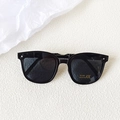 Foldable kids square black sunglasses with UV400 protection and metal rivets - Black and Gray