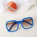 Lunettes de soleil ovales bleues pour bébé avec détail doré et verres dégradés UV400 - Bleu
