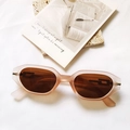 Chic peach translucent rectangle sunglasses with brown lenses and silver metal accents - Brown