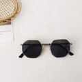 Silver octagonal metal frame sunglasses for kids with dark lenses and stylish design - Silver Frame Grey Lens