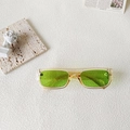 Occhiali da sole rettangolari retrò con montatura gialla e lenti verdi brillanti - Montatura Gialla Trasparente Lenti Verde Erba Rettangolare (Chalcedony Green 8)