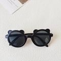 Cute black bear ear folding sunglasses for children with matte finish and dark lenses - Black Bear