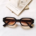 Modern black geometric sunglasses with gradient brown lenses and silver metal accents - Black Frame Orange Lens
