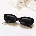 Lunettes de soleil rétro ovales noires avec verres foncés pour un look hip-hop moderne - Monture Noire Branches Grises Transparentes