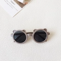 Light coffee round kids sunglasses with cute bear ears and dark lenses for protection - Bear Gray