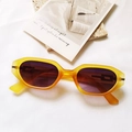 Geometric hexagonal sunglasses in translucent amber finish with deep purple lenses - Yellow