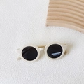 Matte cream round frame polarized sunglasses for kids with minimalist Nordic design - Cream White
