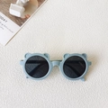 Retro Morandi blue baby sunglasses with bear ears and a matte finish for kids - Little Bear Blue