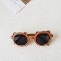 Cute brown bear ear sunglasses for kids with round lenses and matte cartoon frame - Bear Brown