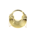 Golden acrylic evening clutch bag with quilted texture and metal ring handle for women - Gold