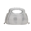 Silver wavy acrylic handbag with metallic finish and chain strap for evening events - Silver