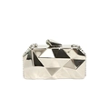 Pochette geometrica metallica argento con finitura a specchio e catena a sfere - Stile Catena Regolare / Argento