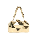 Pochette metallica dorata con design geometrico e manico con sfere rotonde - Stile Con Manico di Perle / Oro