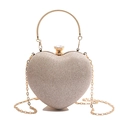 Bolso de noche con forma de corazón color oro champán con purpurina y asa de aro - Dorado