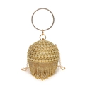 Luxuriöse goldene Kugel-Abendtasche mit funkelnden Strasssteinen und fließenden Quasten - Spiralblumen-Stil (Stil 3 Gold)