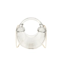 Minimalist clear acrylic crossbody bag with geometric rib texture and gold chain strap - Clear