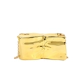Chic metallic gold crinkled evening clutch with knotted design and chain strap - Gold Without Bead Handle