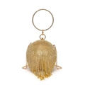 Goldene Kugel-Abendtasche mit funkelnden Strasssteinen, Quasten-Detail und Ringgriff - Vollbesetzter Strass-Stil (Stil 1 Gold)