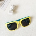 Occhiali da sole pieghevoli per bambini con montatura gialla e stanghette blu scuro - Montatura Gialla Stanghette Blu Lente Grigia