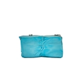 Metallic electric blue acrylic box bag with crumpled texture and silver chain strap - Blue