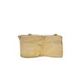 Metallic gold acrylic evening clutch with unique irregular crinkled texture and chain hooks - Light gold