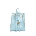 Transparent PVC backpack with light blue inner pouch and golden twist lock for women - Light Blue
