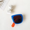 Foldable kids sunglasses in bright navy blue and orange two-tone flexible frames - Blue Frame Orange Legs