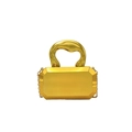 Golden acrylic box clutch bag with thick top handle and metal chain for evening wear - Integrated Handle Style / Gold